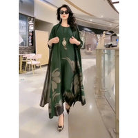Women's maxi dress with straight cut and long sleeves – Yara