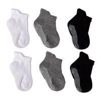 6 Pairs of Anti-Slip Baby Socks – Finn-Black, White and Grey-0 to 1 year-State of Style