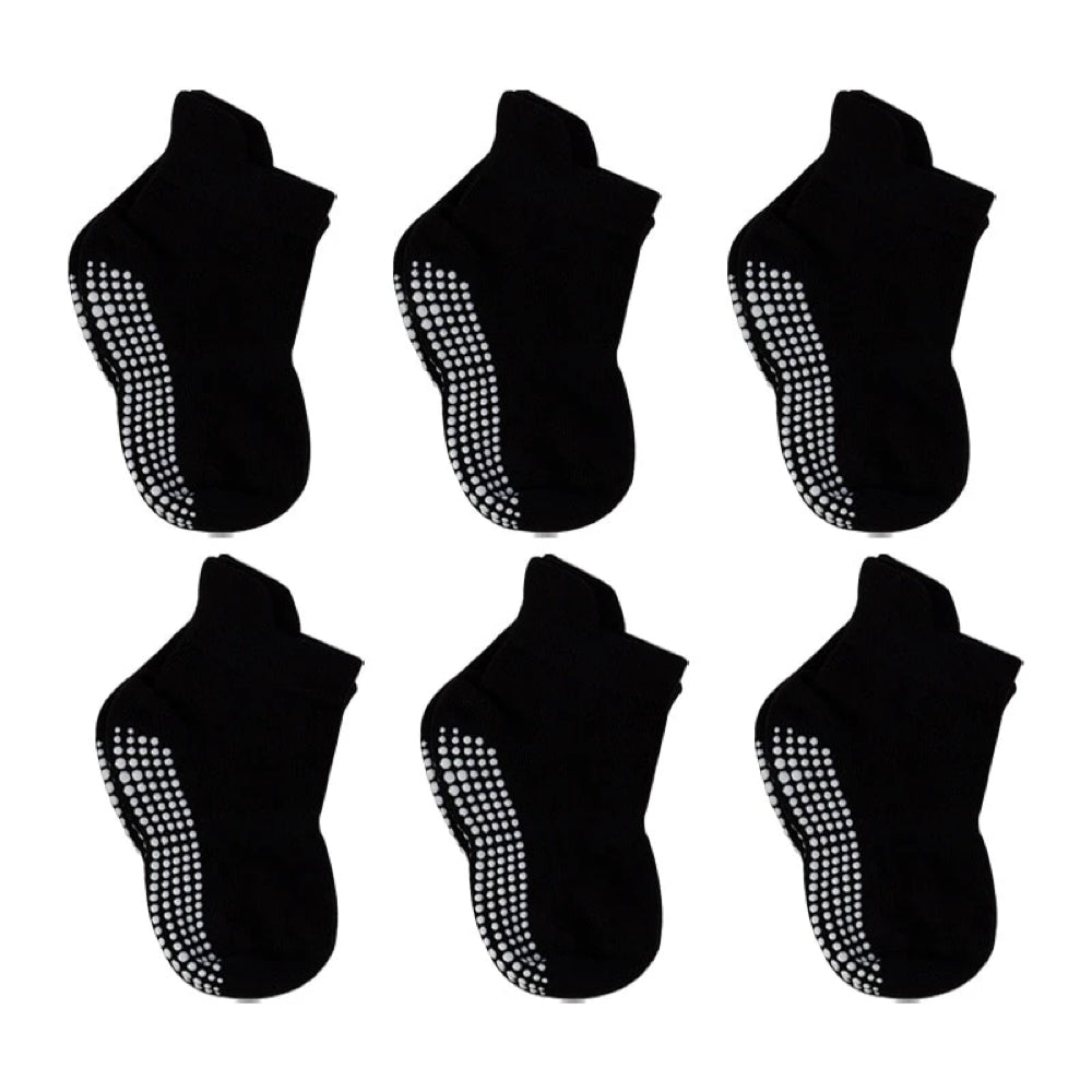6 Pairs of Anti-Slip Baby Socks – Finn-Black/White/Grey-0 to 1 year-State of Style
