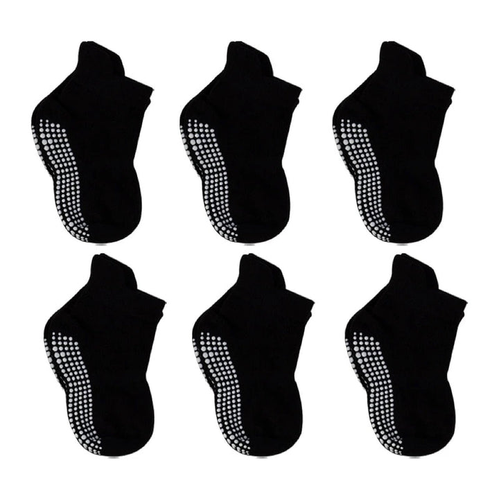 6 Pairs of Anti-Slip Baby Socks – Finn-Black/White/Grey-0 to 1 year-State of Style