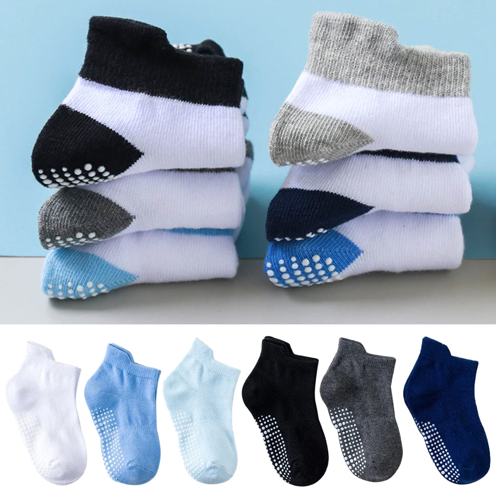 6 Pairs of Anti-Slip Baby Socks – Finn-Blue/White-0 to 1 year-State of Style