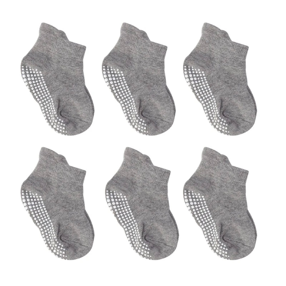 6 Pairs of Anti-Slip Baby Socks – Finn-Gray-0 to 1 year-State of Style