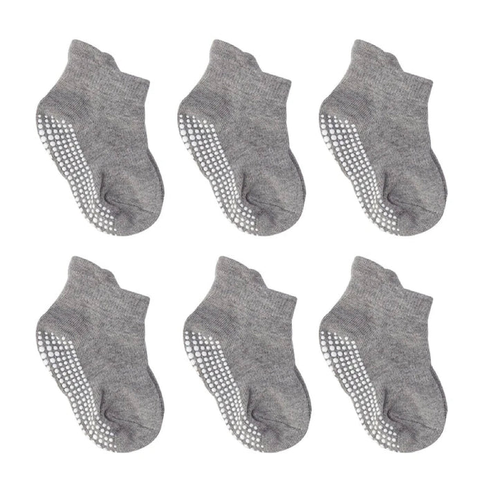 6 Pairs of Anti-Slip Baby Socks – Finn-Gray-0 to 1 year-State of Style