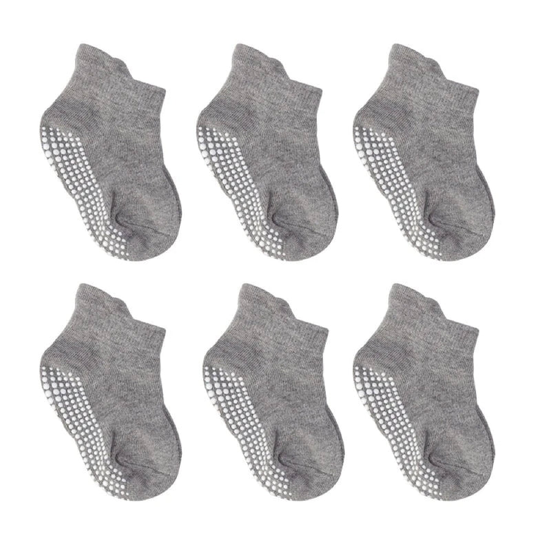 6 Pairs of Anti-Slip Baby Socks – Finn-Gray-0 to 1 year-State of Style