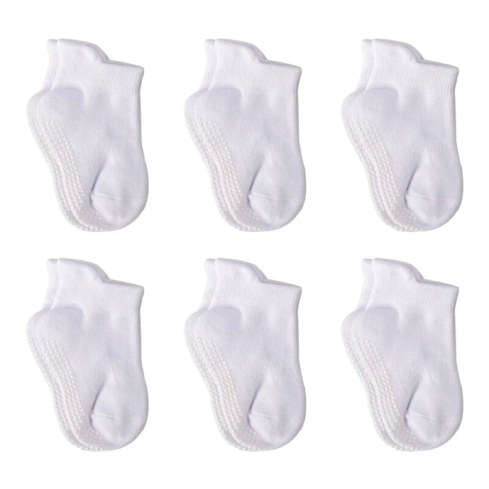 6 Pairs of Anti-Slip Baby Socks – Finn-White-0 to 1 year-State of Style
