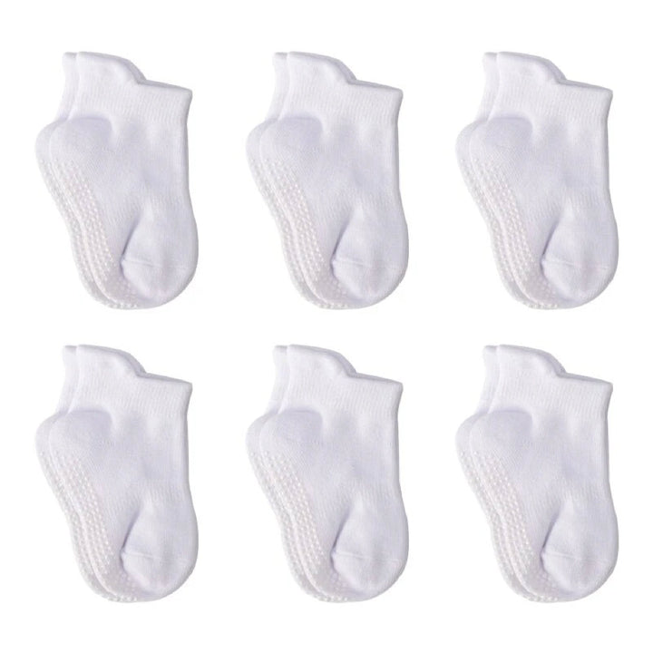 6 Pairs of Anti-Slip Baby Socks – Finn-White-0 to 1 year-State of Style