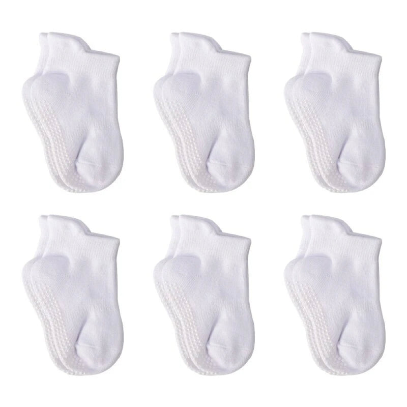6 Pairs of Anti-Slip Baby Socks – Finn-White-0 to 1 year-State of Style