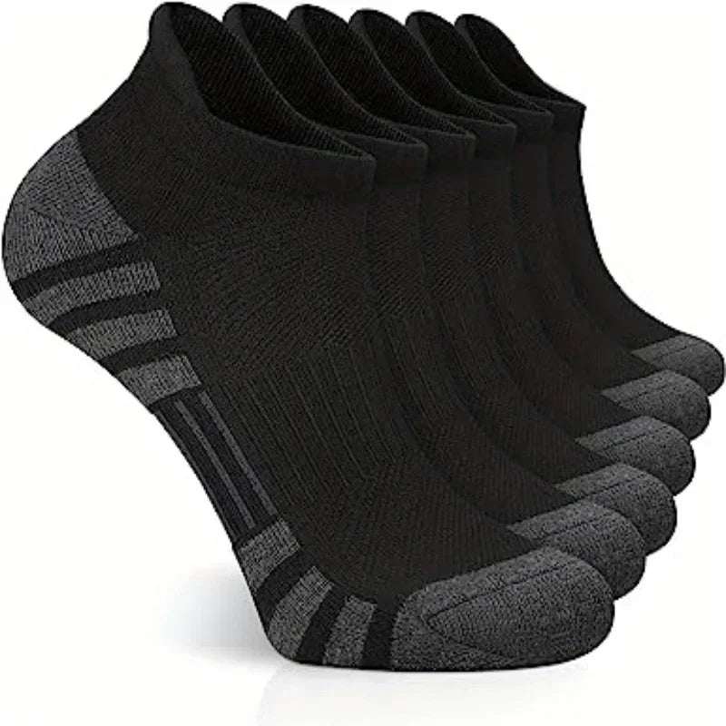 6 Pairs of Breathable Ankle Socks - ActiveRun-Black-State of Style