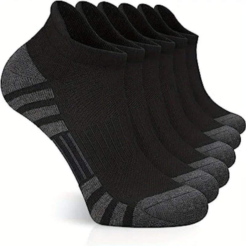 6 Pairs of Breathable Ankle Socks - ActiveRun-Black-State of Style