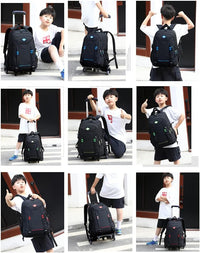 Multi-Pocket Rolling School Backpack for Boys – Convertible Trolley Bag