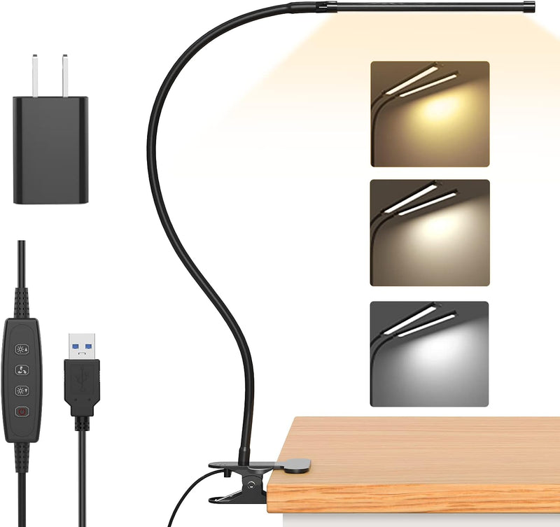 77 LED Desk Clamp Lamp with USB Power & Flexible Gooseneck – Serava