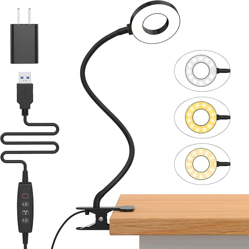 3 Colour Modes LED Desk Clamp Lamp with  & Flexible Gooseneck – Selvara (1+1 FREE)