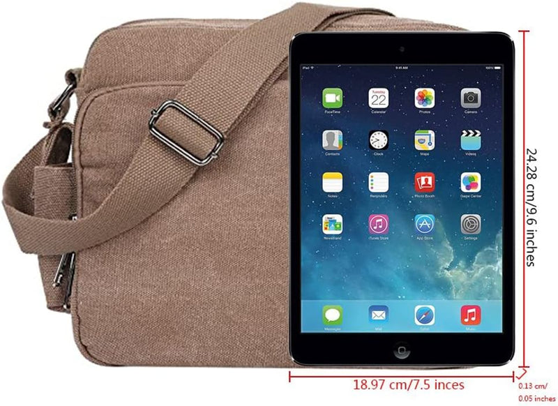 Men’s Canvas Messenger Shoulder Bag – Compact Crossbody for Work & Travel