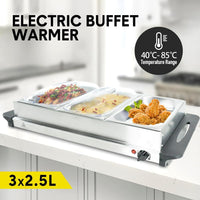 Electric Buffet Food Warmer with 3 × 2.5L Trays & Temperature Control – Valtero