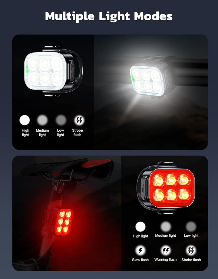 Ultra Slim USB Rechargeable Bike Light Set with 4+6 Modes – SlimBeam