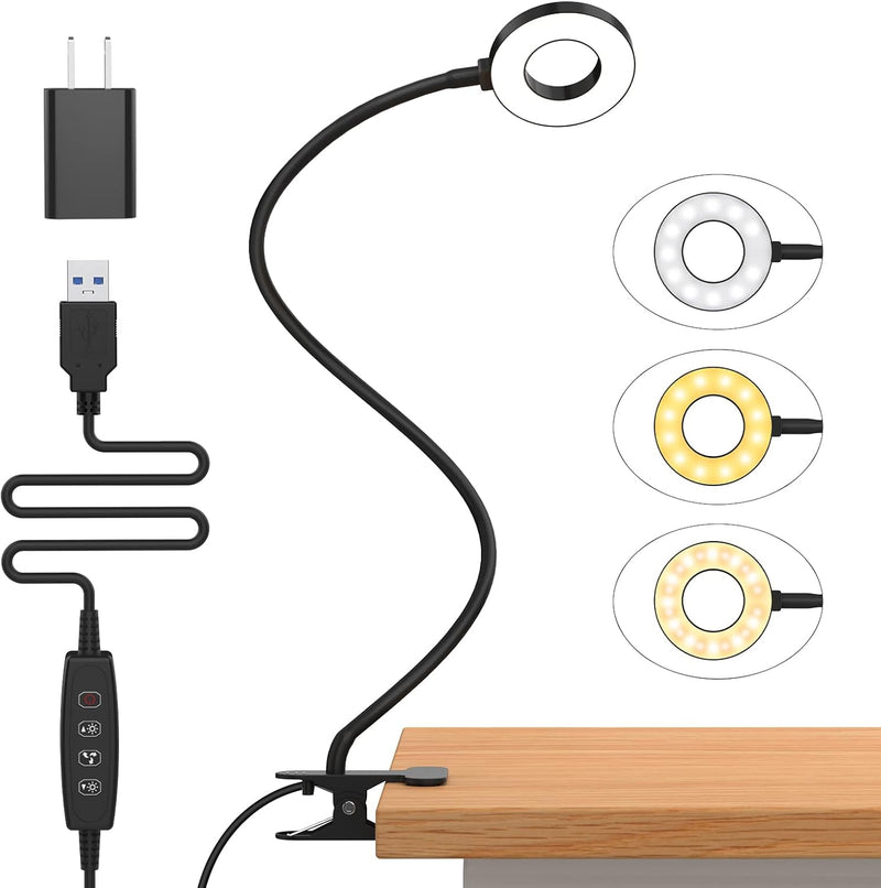 3 Colour Modes LED Desk Clamp Lamp with  & Flexible Gooseneck – Selvara (1+1 FREE)