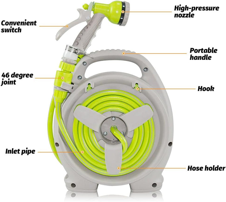 Compact Garden Hose Reel Set with 15m Pipe – Corvina