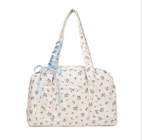 Bow Duffle Bag – Large Canvas Weekender with Ribbon Accent – Floria