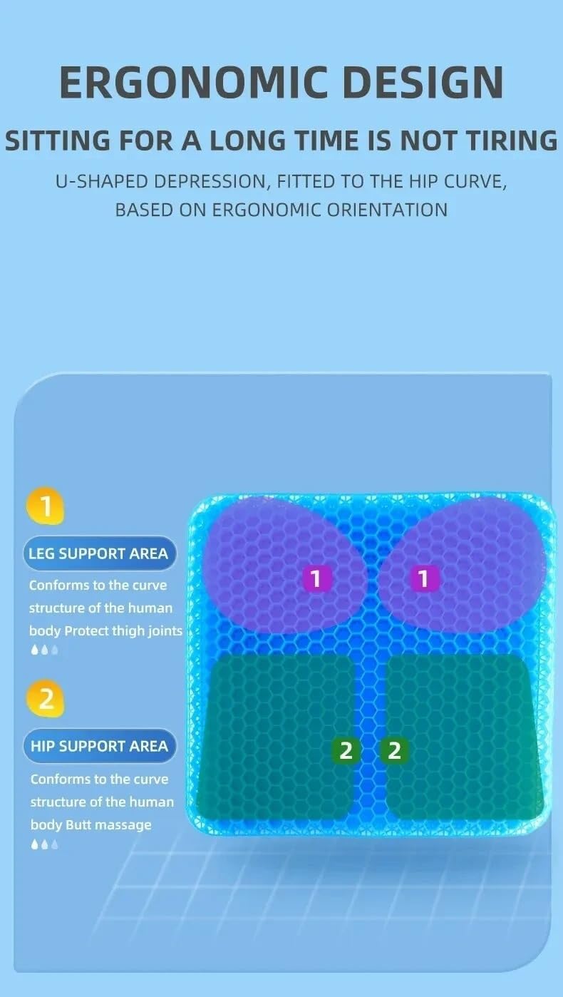 Extra-Thick Cooling Relief Gel Seat Cushion (1+1 FREE)