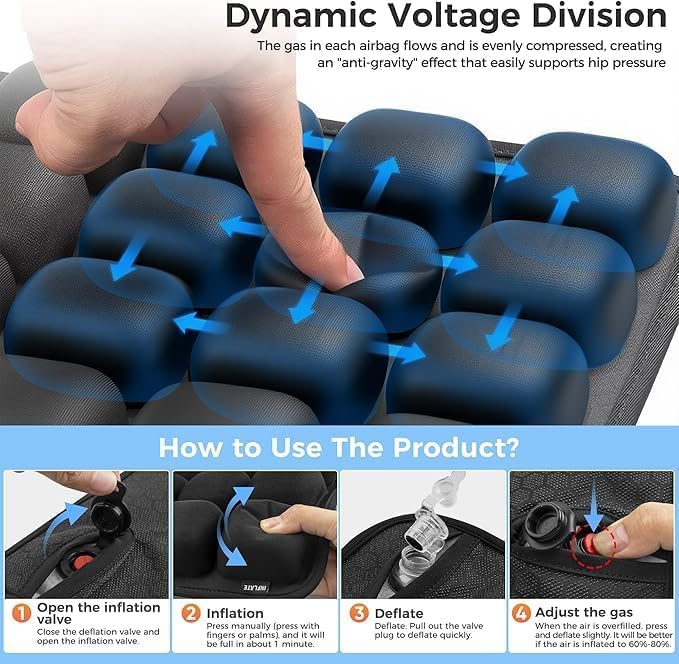 Inflatable Travel Seat Cushion with Ergonomic Pressure Relief – AirComfort