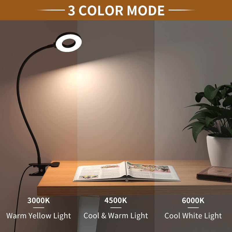 3 Colour Modes LED Desk Clamp Lamp with  & Flexible Gooseneck – Selvara (1+1 FREE)