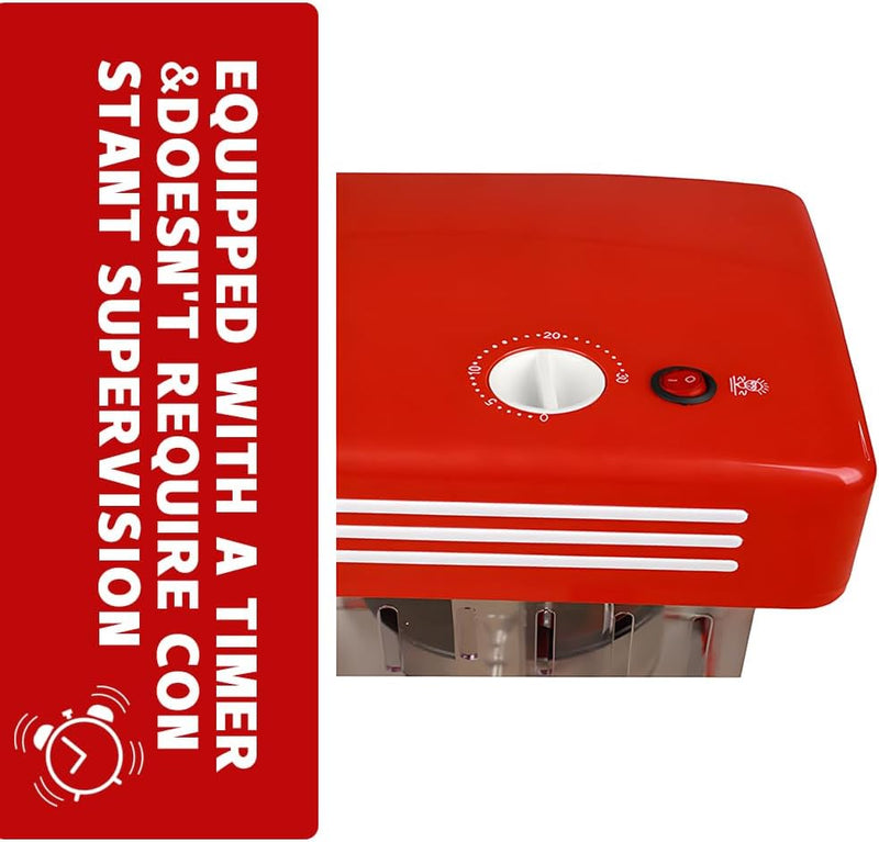 Retro Red Electric Tabletop Popcorn Maker with Timer – Calvano