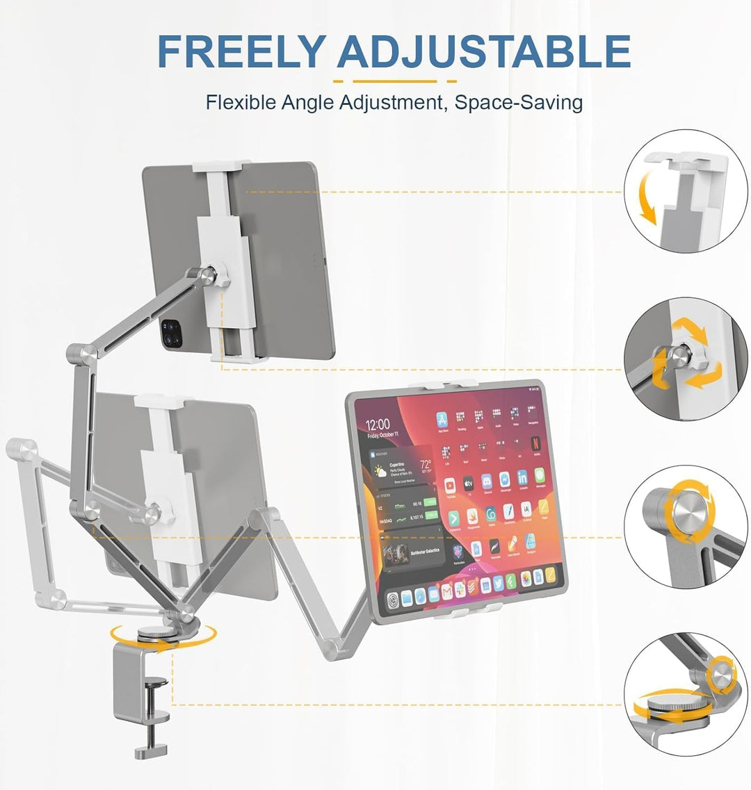 Adjustable Aluminum Tablet Desk Stand with 360° Rotation – Movaro