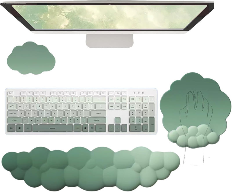 Cloud-Shaped Ergonomic Wrist Rest Set with Mouse Pad & Coaster – Zeyora