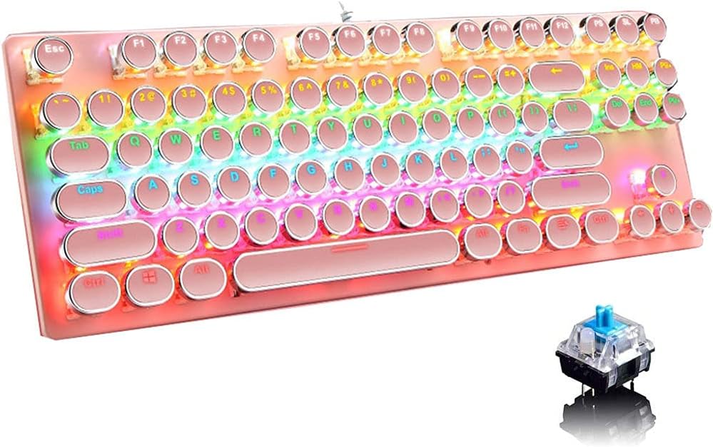 87-Key Mechanical Gaming Keyboard RGB Backlit Blue Switch