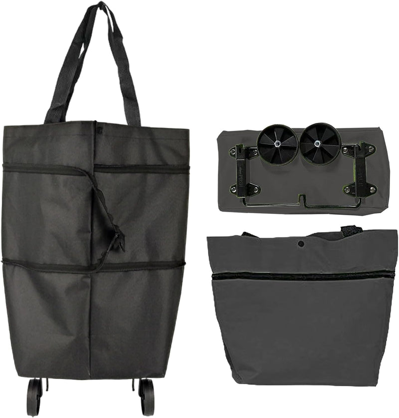 Large Capacity Foldable Shopping Bag with Wheels Reusable Cart Tote (1+1 FREE) – Veytra
