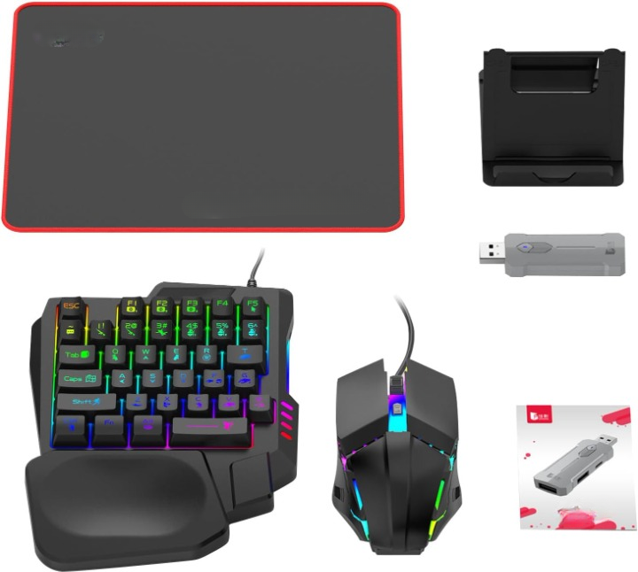 RGB Gaming Keyboard and Mouse Combo – Ergonomic Controller Adapter Set – Zyvorn