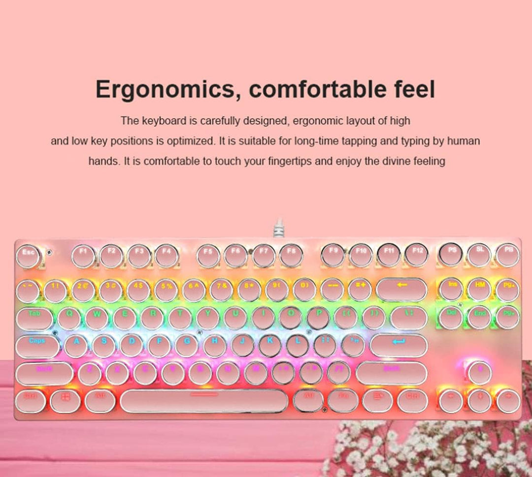 87-Key Mechanical Gaming Keyboard RGB Backlit Blue Switch