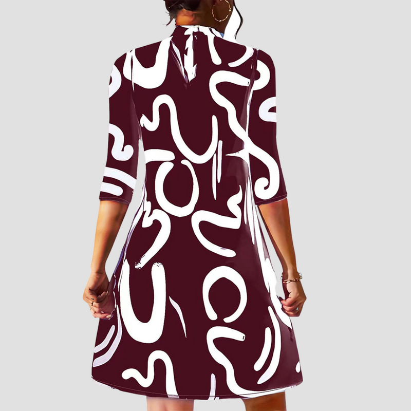 Ladies' mini dress with long sleeves & round neck – Elanora
