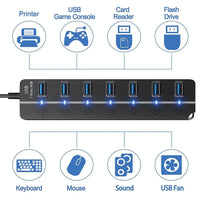 7-Port USB 3.0 High-Speed Hub with Power Switch & Long Cable (Buy 1, Take 1 FREE)-4-P all 3.0 30cm-State of Style