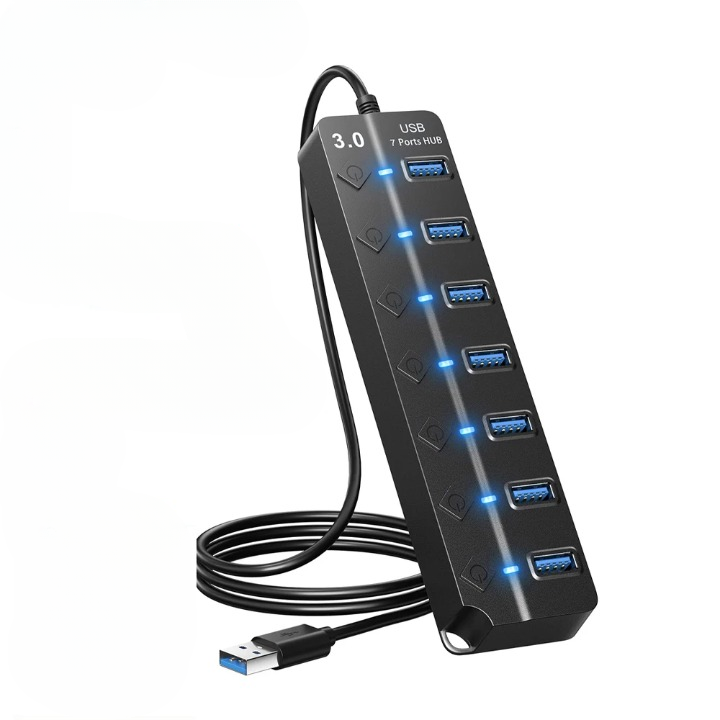 7-Port USB 3.0 High-Speed Hub with Power Switch & Long Cable (Buy 1, Take 1 FREE)-4-P all 3.0 30cm-State of Style