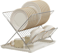 Folding Dish Drying Rack – 2-Tier Countertop Drainer with Detachable Tray – Kelvra
