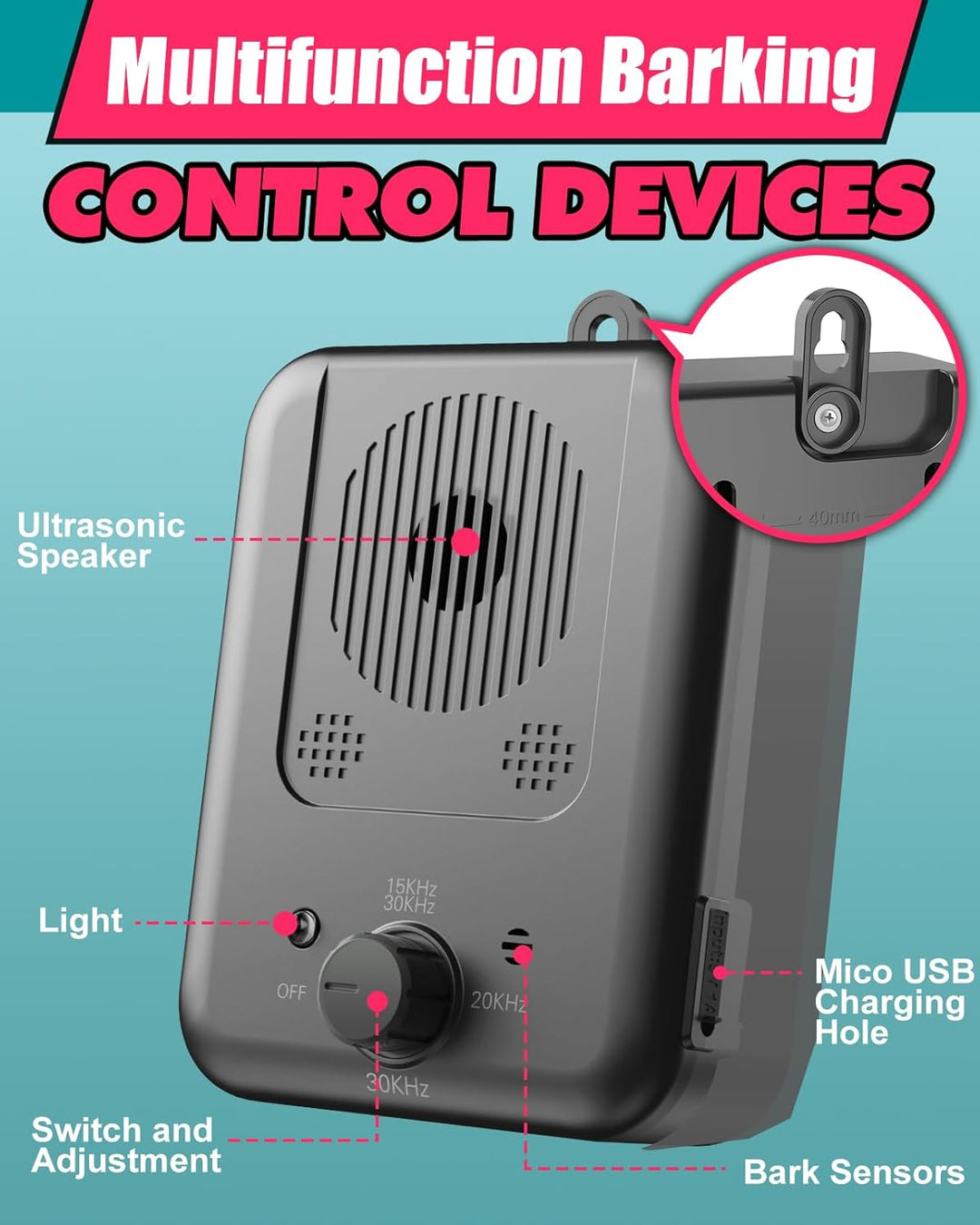 Rechargeable Ultrasonic Anti Barking Device with 50ft Range – Calvero