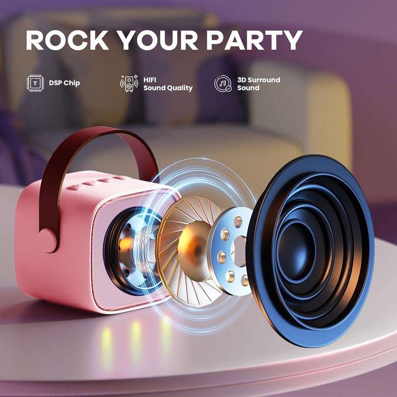 Portable Mini Karaoke Machine with Bluetooth Speaker & 2 Wireless Mics – Veylo