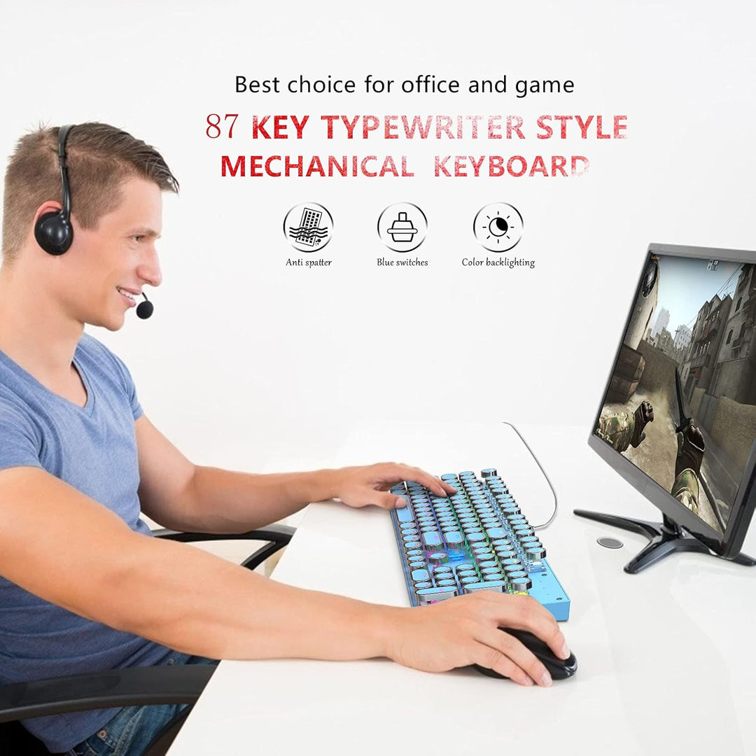 87-Key Mechanical Gaming Keyboard RGB Backlit Blue Switch