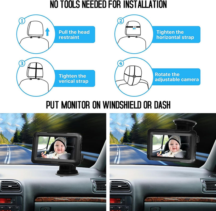 Baby Car Mirror with 1080P Camera & 4.3'' Screen – Solvian