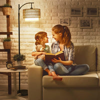 Arc Floor Lamp with Remote Control & Dual Shades – Norvella