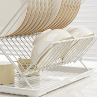 Folding Dish Drying Rack – 2-Tier Countertop Drainer with Detachable Tray – Kelvra
