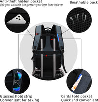 Water-Resistant Travel Laptop Backpack with USB Port & Organised Storage