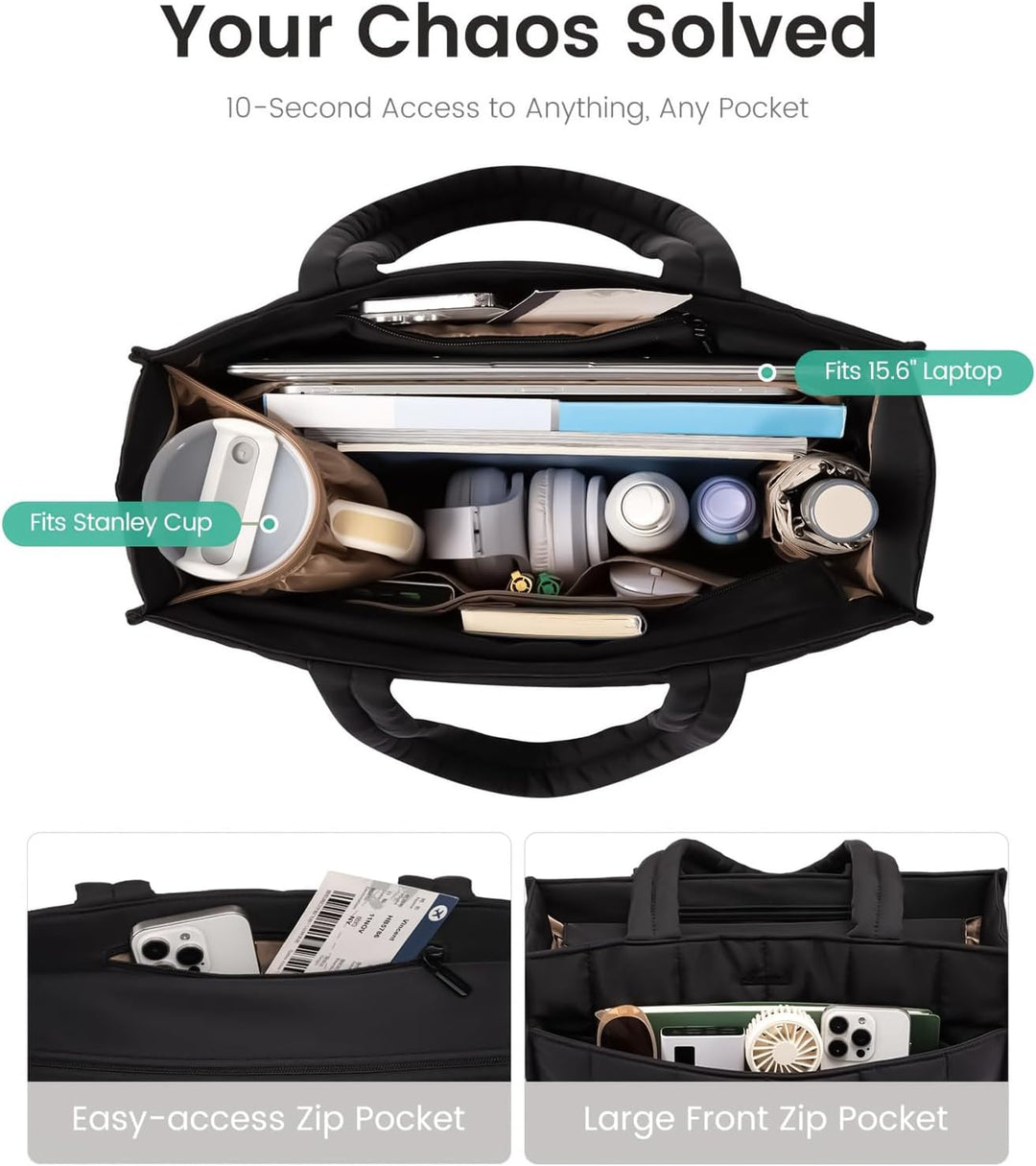 Professional Compartmented Work Bag – Large Capacity Laptop Case – Selvara