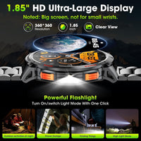 Military Smart Watch for Men with 1.85" HD Screen and Flashlight