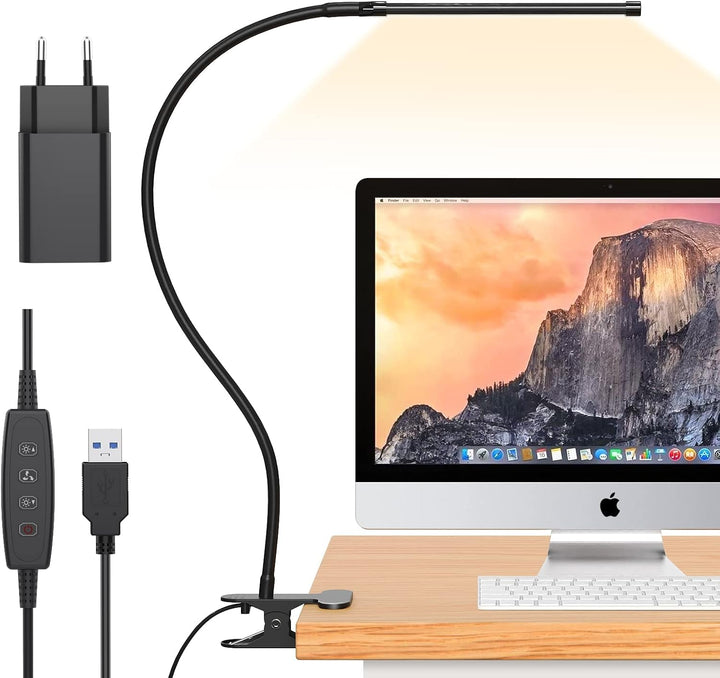 77 LED Desk Clamp Lamp with USB Power & Flexible Gooseneck – Serava