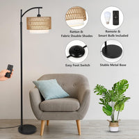 Arc Floor Lamp with Remote Control & Dual Shades – Norvella