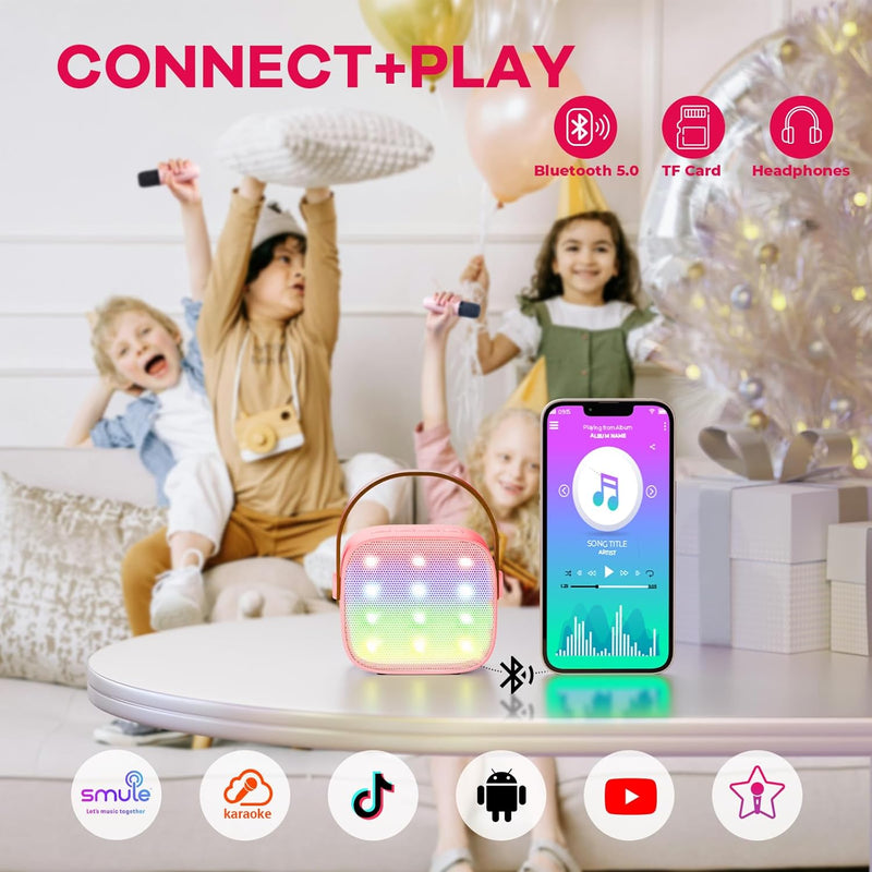 Portable Mini Karaoke Machine with Bluetooth Speaker & 2 Wireless Mics – Veylo