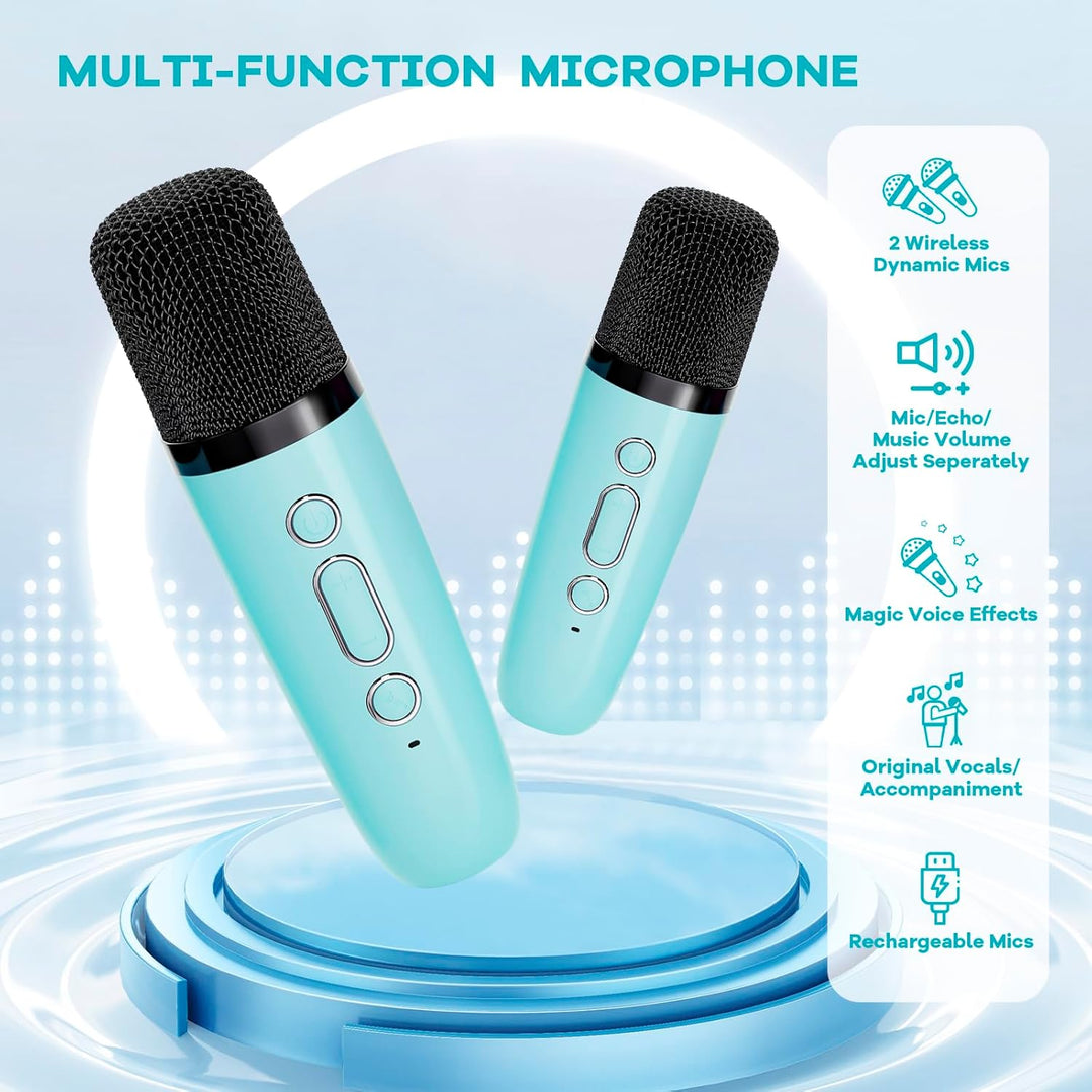 Portable Mini Karaoke Machine with Bluetooth Speaker & 2 Wireless Mics – Veylo