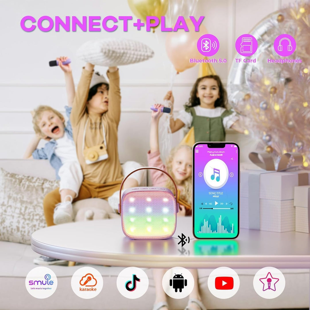 Portable Mini Karaoke Machine with Bluetooth Speaker & 2 Wireless Mics – Veylo